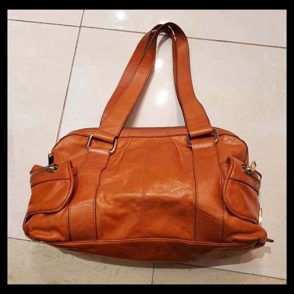 San Babila Milano Orange Leather Bag